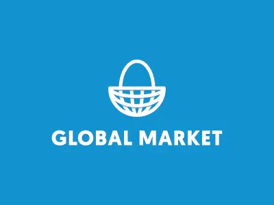 Global Market basket global globe icon logo mark market shopping shopping bag symbol