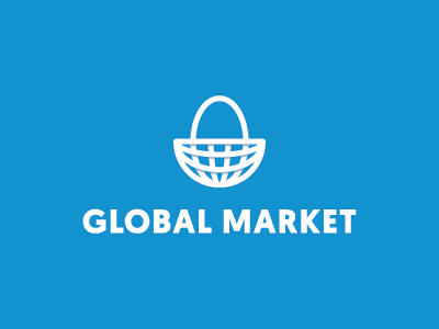 Global Market basket global globe icon logo mark market shopping shopping bag symbol