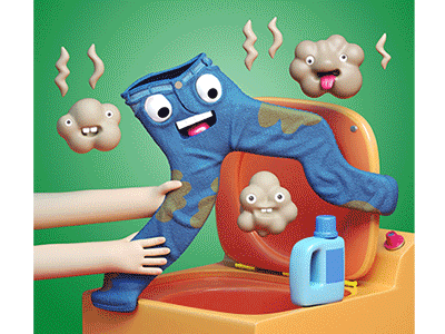 Stinky Jeans 3d art cg cute dirty editorial illustration jeans maya render stinky vray