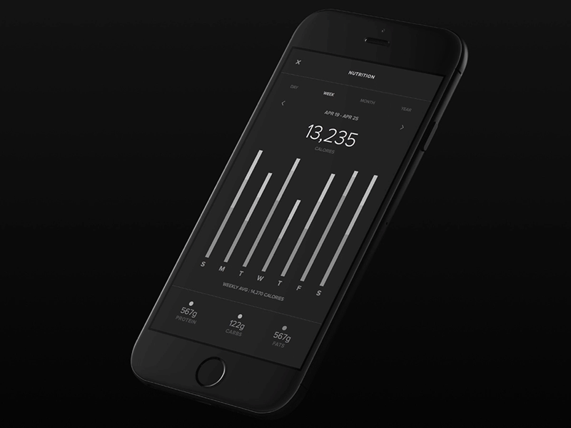 Nutrition Tracking - Night/Day animation dark data day fitness gif graph iphone light mobile night ui