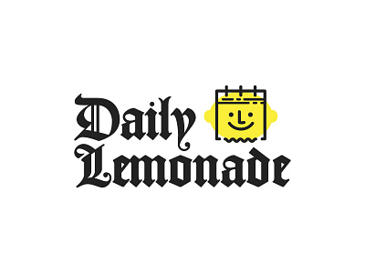 Daily Lemonade blackletter branding calendar cute face friendly fun happy icon logo newspaper old style