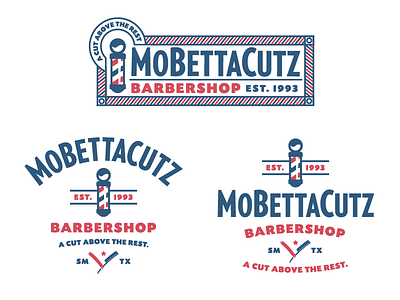 MoBettaCutz barber blue classic modern pattern pole razor red urban white