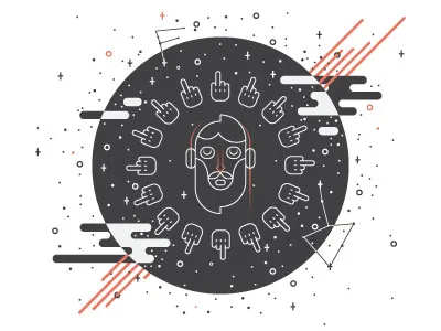 Hipster head in space art galaxy head headphones hipster space stars stroke