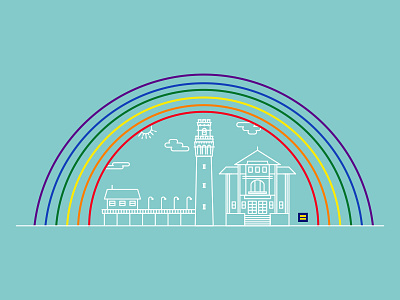 Ptown 2015 architecture building city illustration light house line love wins pride rainbow town
