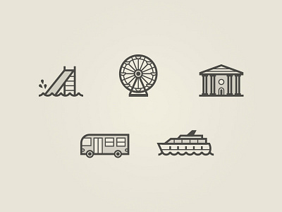 Weekend Activities bus ferris wheel ferry icon museum slide