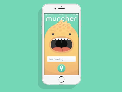 Muncher App app application design food illustration ios iphone location mobile ui user interface