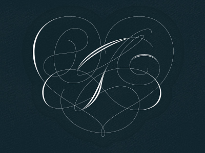 Monogram A+G curly custom flourish lettering monogram spencerian swashes type typography wedding