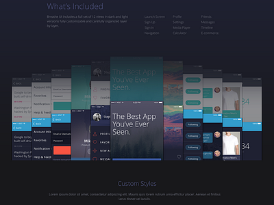 Breathe Website breathe clean flat ios iphone mobile sketch ui ui kit ux web design