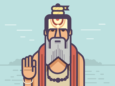 Sadhu baba faith flat illustration india kumbh kumbhmela sadhu