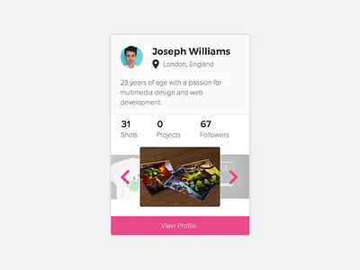 Dribbble Profile Card card clean design dribbble info player profile stats ui