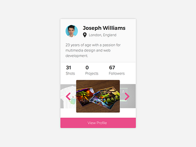 Dribbble Profile Card card clean design dribbble info player profile stats ui