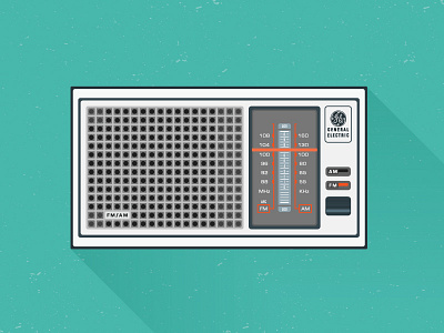 General Electric 7-115B 80s illustration poster radio vintage