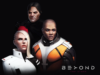 Characters 2 — BEYOND THE STARS army card character girl man online orange red sci fi space uniform white