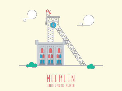 Heerlen city design flat heerlen hometown illustration landmark