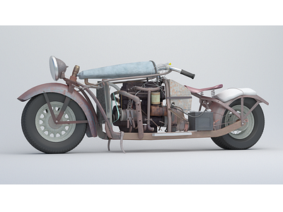 Mad Motorbike Farm-cycle kludge motorbike render vintage