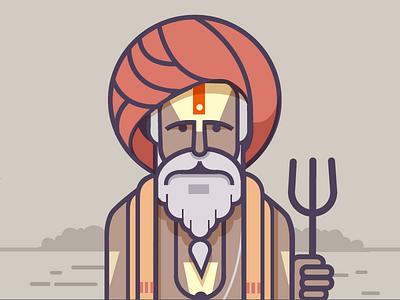 Sadhu 02 baba faith flat illustration india kumbh kumbhmela sadhu