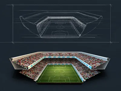 Soccer stadium concept 3d betting sportsbook design field football graphic illustration soccer sport stadium ui