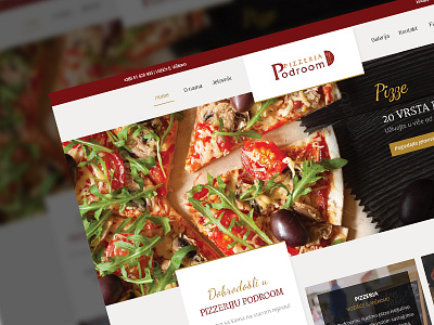 Pizza Podroom dark handwritten hero layout pizza red website