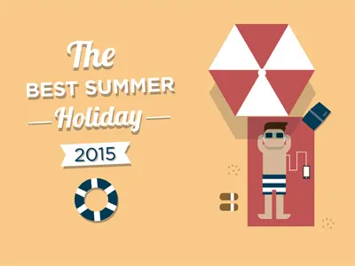 Summertime beach blue flat graphic holiday illustration illustrator red sea summer sun vector