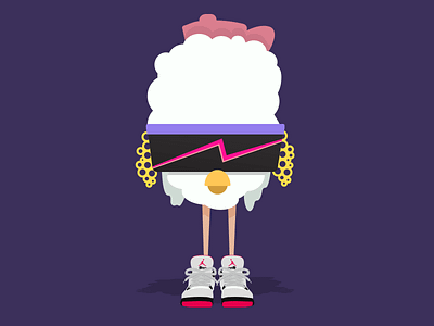 Ricky berry color bird character fluffy puffy purple shades