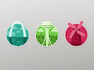 Twisted Cities amsterdam badge city illustration seattle st. louis windmill