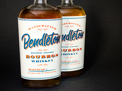 Bendleton Final Packaging design hand lettering label packaging screen printing whiskey