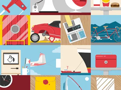 Objects features flat illustration illustrator vectors