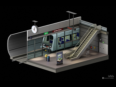 Copenhagen Metro Station 3d blender copenhagen lopoco low poly lowpoly metro render station subway train