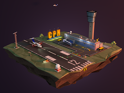 Kastrup Lufthavn, Copenhagen Airport 3d aircraft airport blender copenhagen kastrupt lopoco low poly lowpoly lufthavn plane render