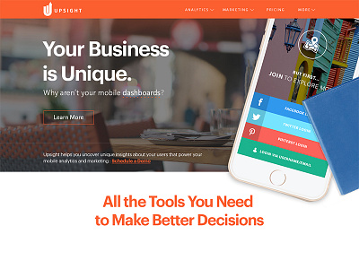 Upsight Homepage app design login screen web design
