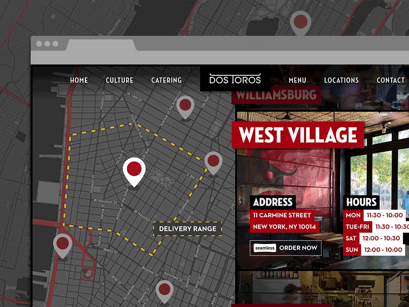 Dos Toros locations browser animated food gif location locations map markers photography restaurant web