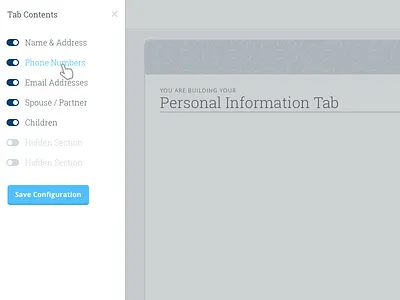 Section Configuration ex icons open sans roboto slab toggle switch ui