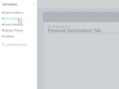 Tab Sections ex icons open sans roboto slab ui