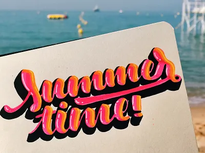 Summer time beach brush type cannes graident morning pink posca summer type practice typography