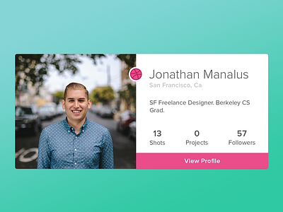 Dribbble Profile Card about card dribbble element player profile shots stats ui widget