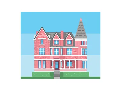Pink Palace building castle illustration louisville old lou old louisville pink palace roof vector window