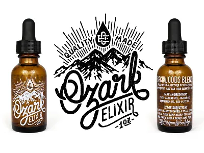 Ozark Elixir Branding branding hand drawn hand lettering lettering script texture type typography