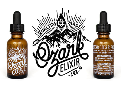 Ozark Elixir Branding branding hand drawn hand lettering lettering script texture type typography