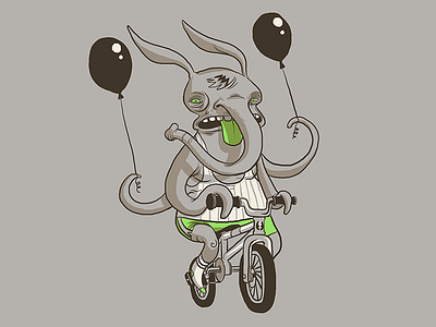 Bicycle Ride balloons bicycle bike creature illustration weird