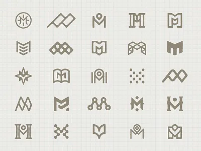 Logo Explorations "M" branding design icon design iconography identity logo logo design m map monogram