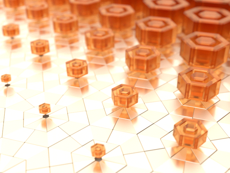 Hexagonal Hard Candy 3d animation blender candy cycles gif glass glossy gold hexagonal hexagons mograph