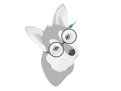 Nerd Husky dog glasses husky nerd nerdy pencil