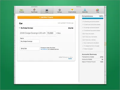Mint Car Value Tracking design product