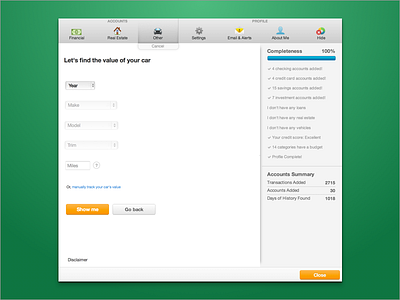 Mint Car Value Tracking design product