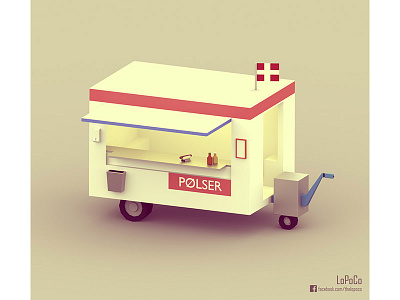 Danish Hotdog Wagon 3d blender copenhagen denmark hotdog low poly lowpoly pølse pølsevogn render sausage