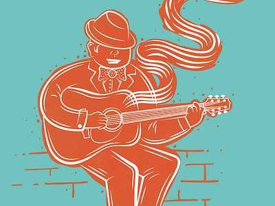 Musicman guitar illustration man music. vector