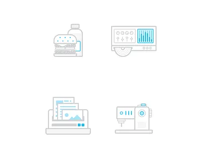 Industry Icons clothing food icons industry instrumentation lines vector