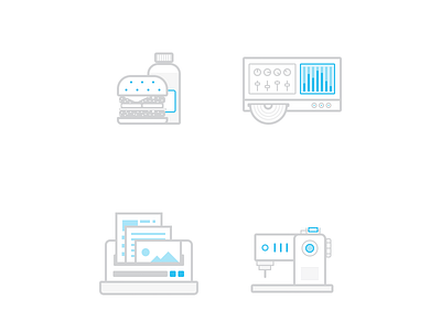 Industry Icons clothing food icons industry instrumentation lines vector