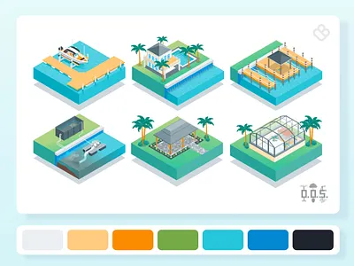 Illustration set for an outdoor services company branding colorful design graphic design illustration isometric logo ui ux vector