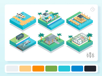 Illustration set for an outdoor services company branding colorful design graphic design illustration isometric logo ui ux vector